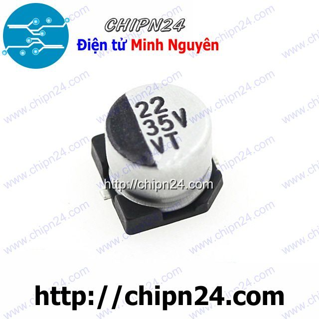 [5 con] (KG2) Tụ nhôm 22uF 35V 5x5mm [SMD Dán]