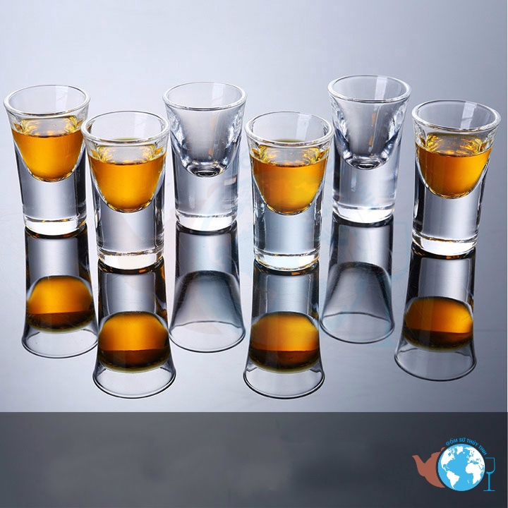 Bộ 6 ly uống rượu vang shot - 6 ly rượu shot đẹp sang chảnh - LY UỐNG VANG - Ly pha lê uống rượu nhỏ đế dày