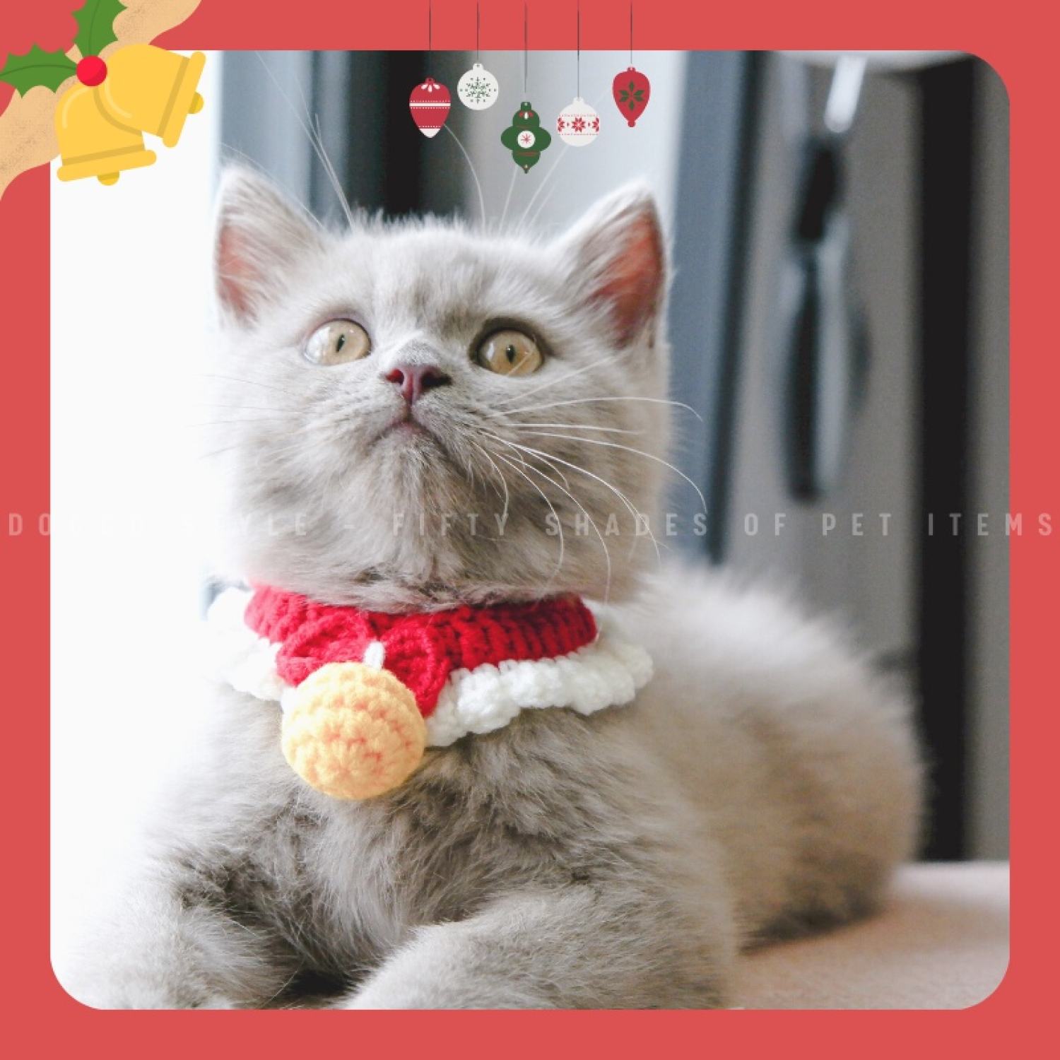 Vòng cổ dịp Noel - Tết cho chó và mèo dễ thương, dây đeo cổ, yếm đan len DOGGO HANDMADE cho thú cưng