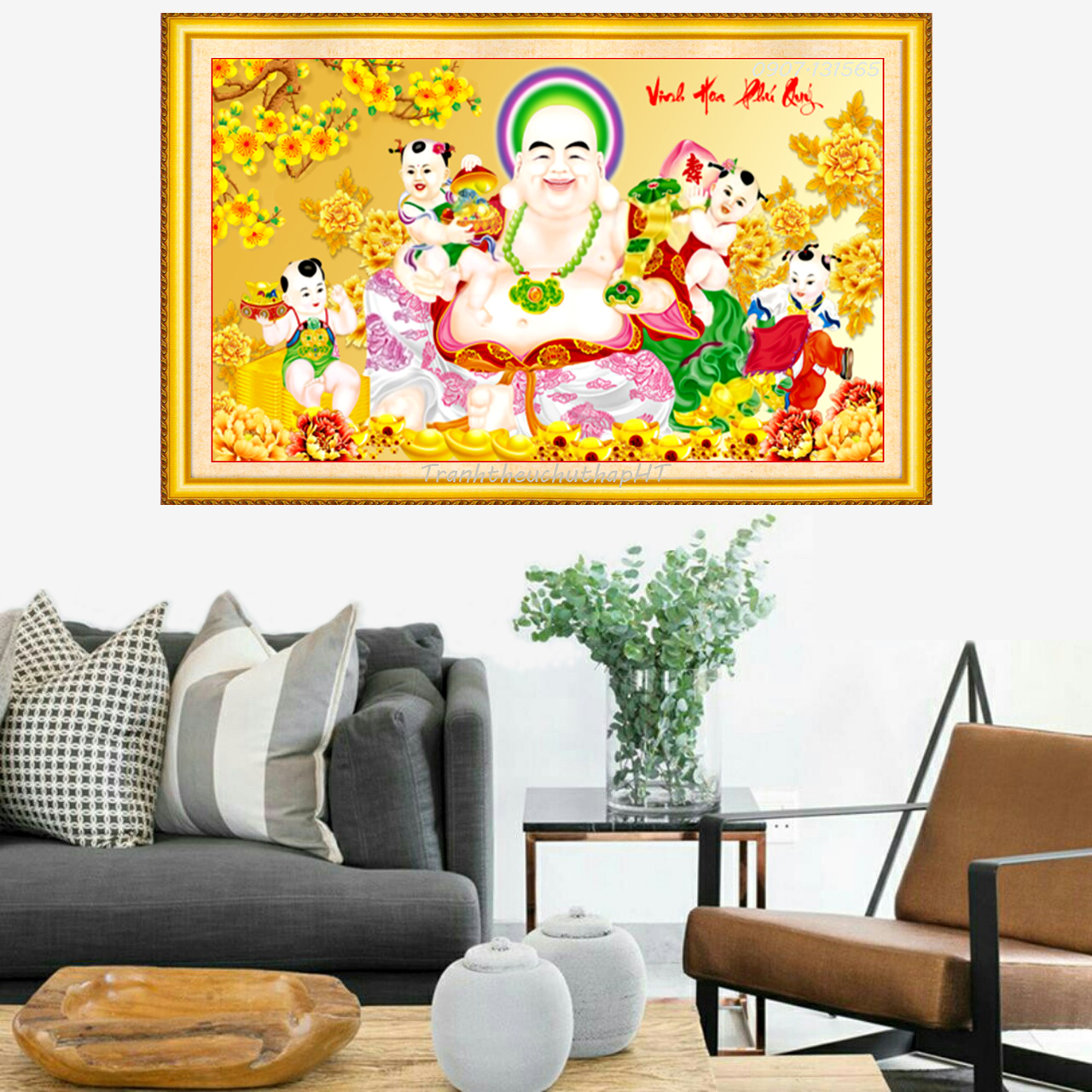[HCM]Tranh đính đá Phật Di Lặc LV417 - tự đính