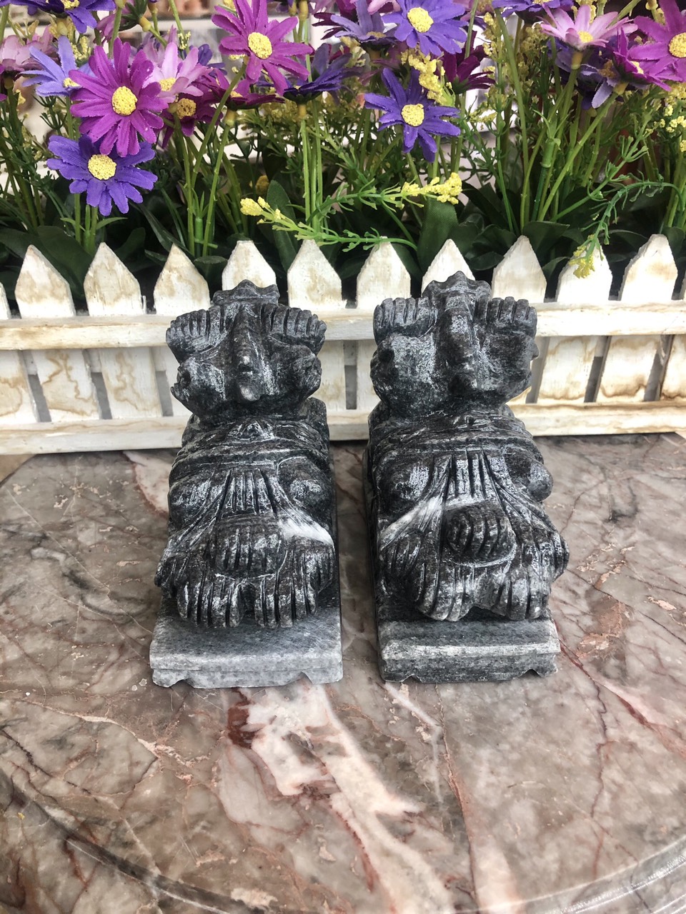 Cặp tỳ hưu đá thạch anh hồng - Dài 12 cm