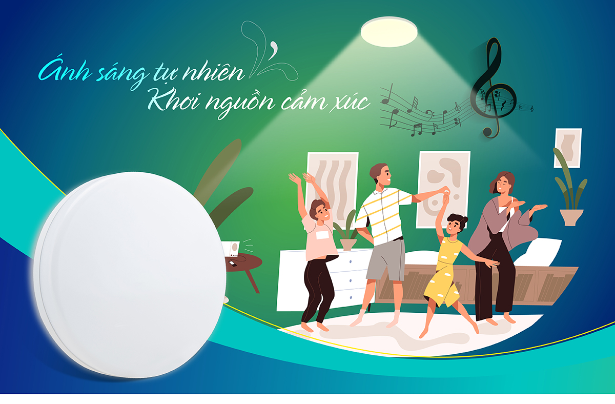 Đèn LED ốp trần đổi màu LN12 300/30W SS [tràn viền] [đế nhôm]