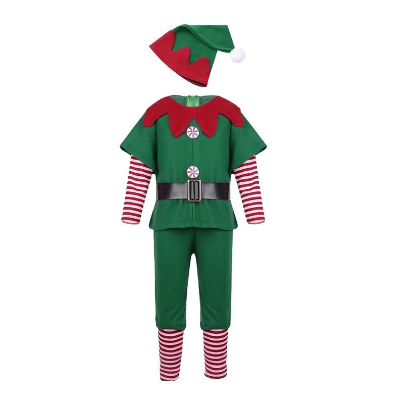 Set trang phục hóa trang ông già noel xanh lá cây dự tiệc tùng biểu diễn cho bé trai/ bé gái/ Đôi vớ Giáng Sinh độc đáo