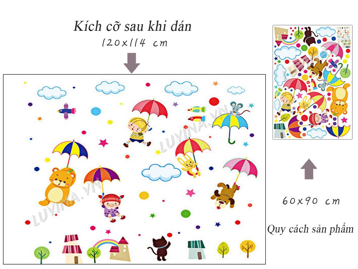[HCM]DECAL DÁN TƯỜNG GẤU ĐU Ô
