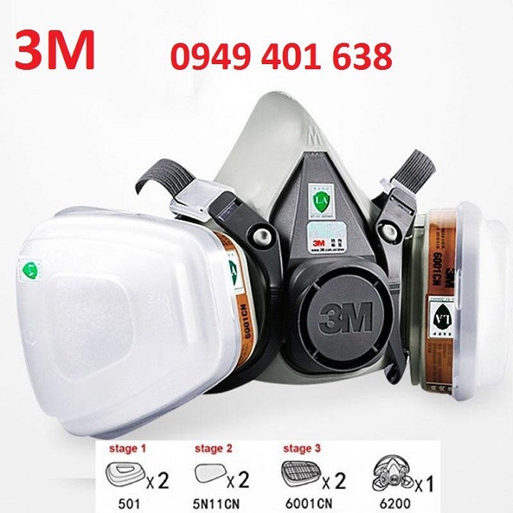 Mặt nạ phòng độc 3M6200 chống độc, phun sơn, khói bụi