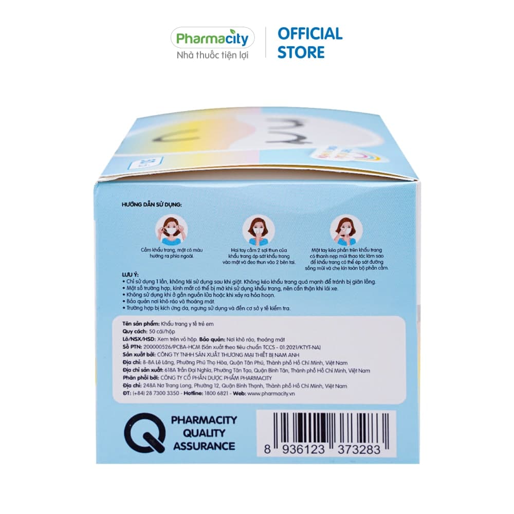 Khẩu trang y tế trẻ em Pharmacity (Hộp 50 cái)