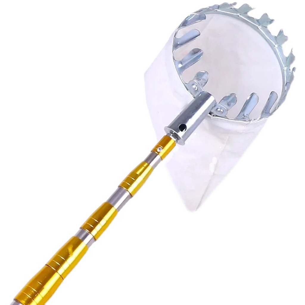 Dụng Cụ Hái Trái Cây Trên Cao Kèm Gậy 3M KUNBE Chuẩn Size 16 CM, Vợt Hái Quả Bằng Kim Loại Siêu Chắc Kèm Cán