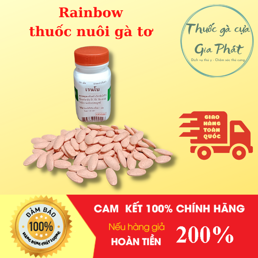 Thuốc nuôi gà tơ mau bung hình RAINBOW (1 lọ / 100 viên)
