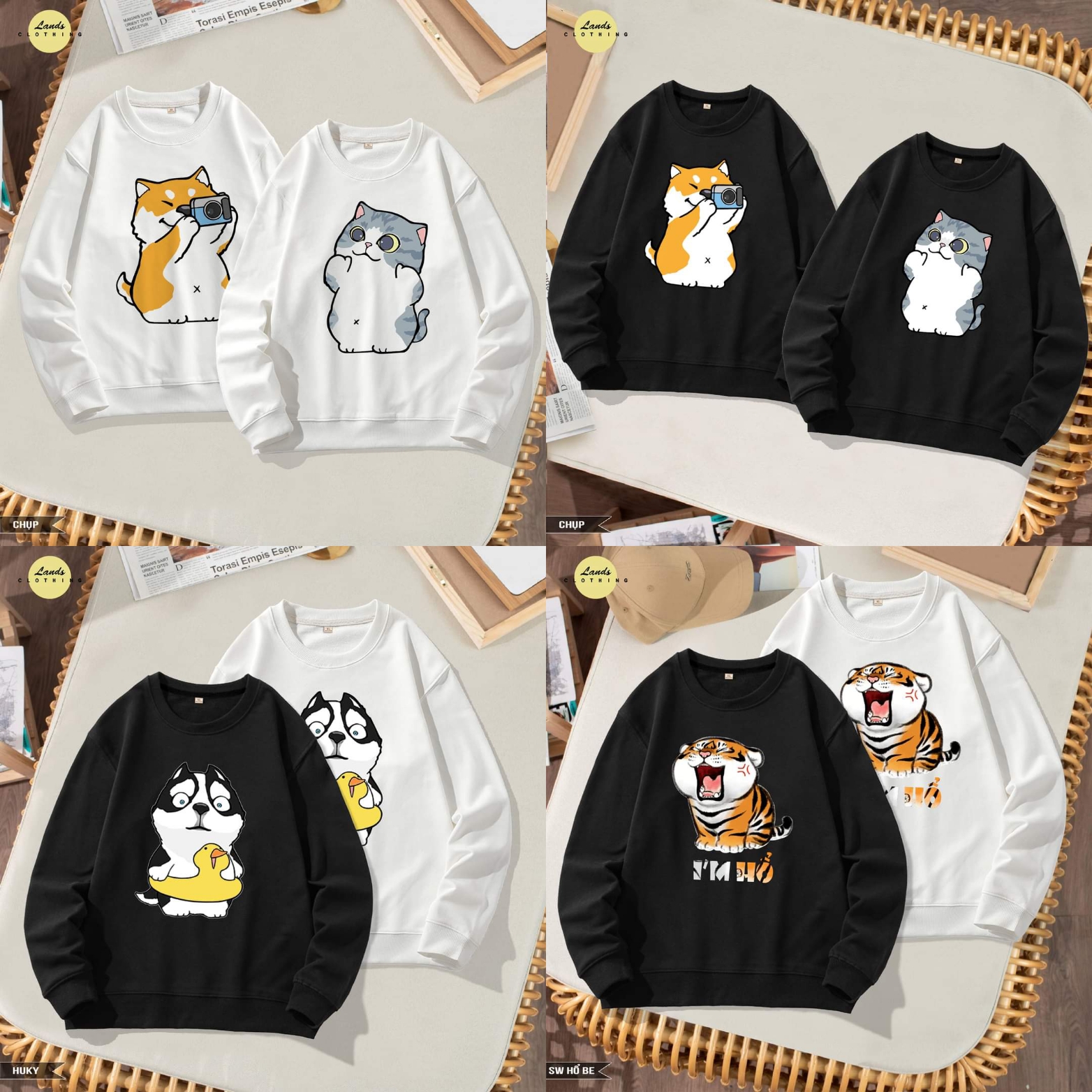 [FREESHIP] ÁO SWEATER ĐÔI IN HÌNH CUTE