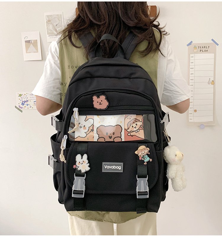 Balo đi học vải dù chống nước Vavabag kèm móc khóa và sticker