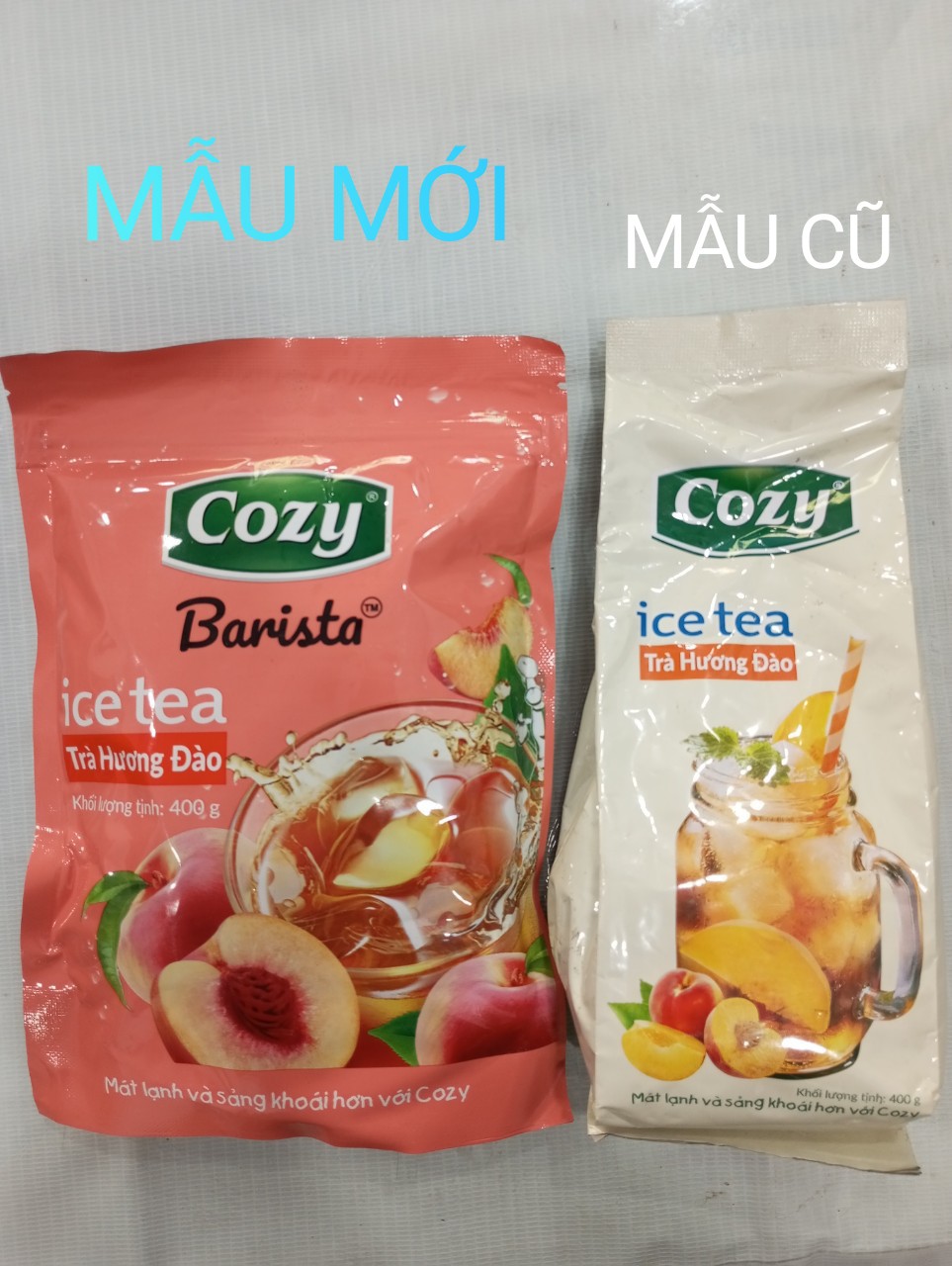 TRÀ COZY ICE ĐÀO HÒA TAN GÓI 400G MẪU MỚI
