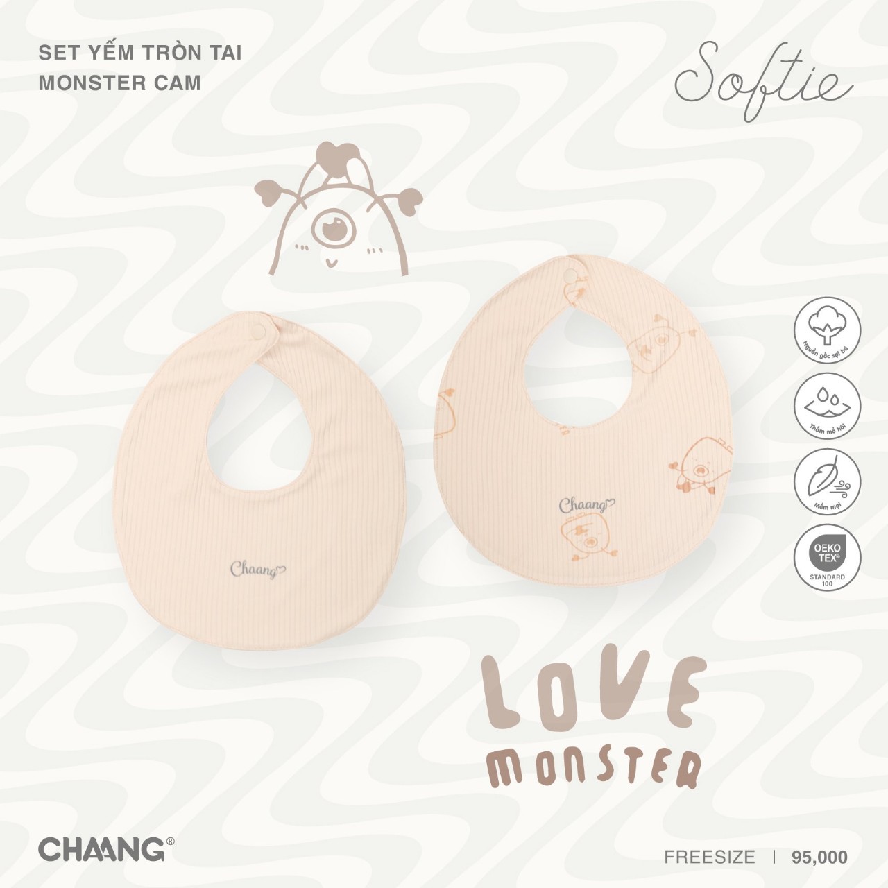 Set 2 yếm tròn sơ sinh Olympia mềm mại Chaang