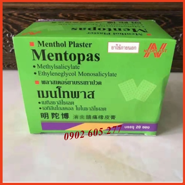 1 Gói Cao Dán Mentopas Neoplast Thái Lan (1 Gói 10 miếng)