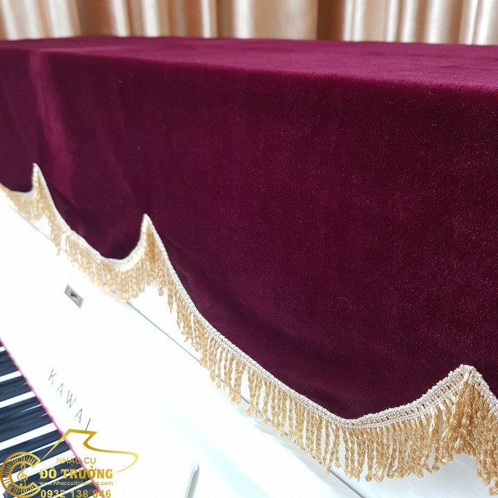 Khăn Phủ Đàn Piano nhung đỏ cao cấp mềm mịn