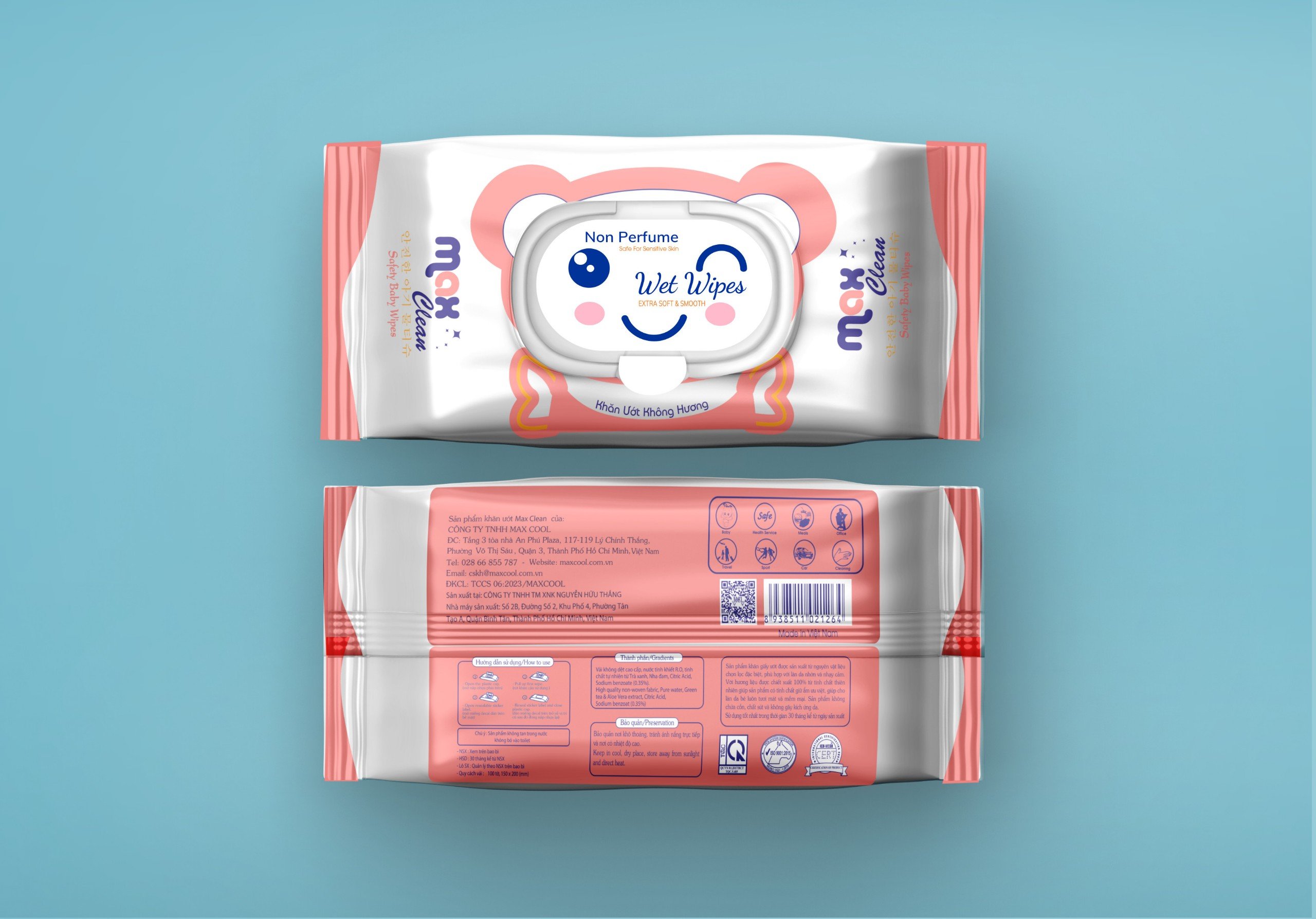 Combo 2 gói Khăn giấy ướt cao cấp 100 Tờ Max Clean Capybara siêu đáng yêu (HÀNG CHÍNH HÃNG)