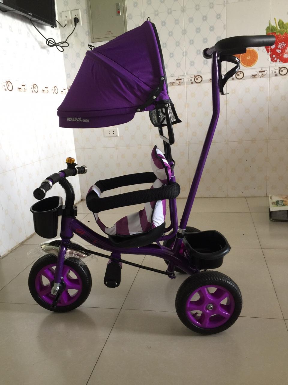XE ĐẠP 3 BÁNH CÓ MÁI CHE MÀU TÍM