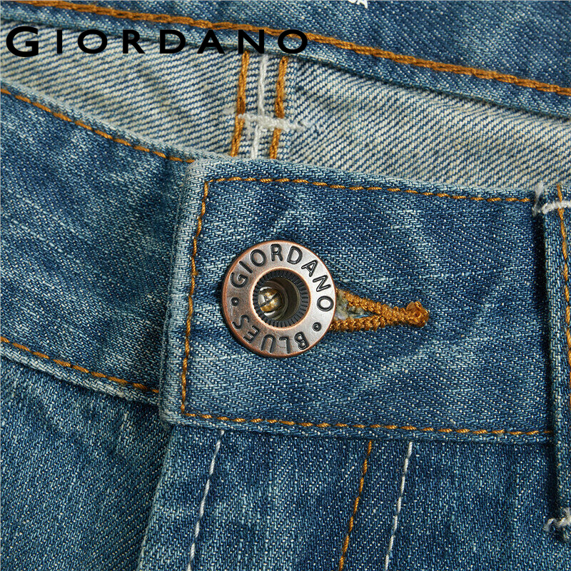 Quần jean dài Giordano 01116035 cạp vừa ống suông chất liệu denim công nghệ whisker thời trang trẻ trung dành cho nam