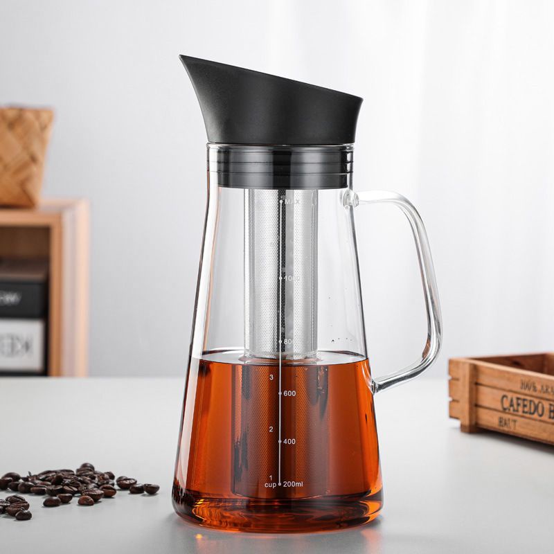 Bình pha cà phê cold brew 1200ml thủy tinh chịu nhiệt, bình ủ cafe cold brew có tay cầm