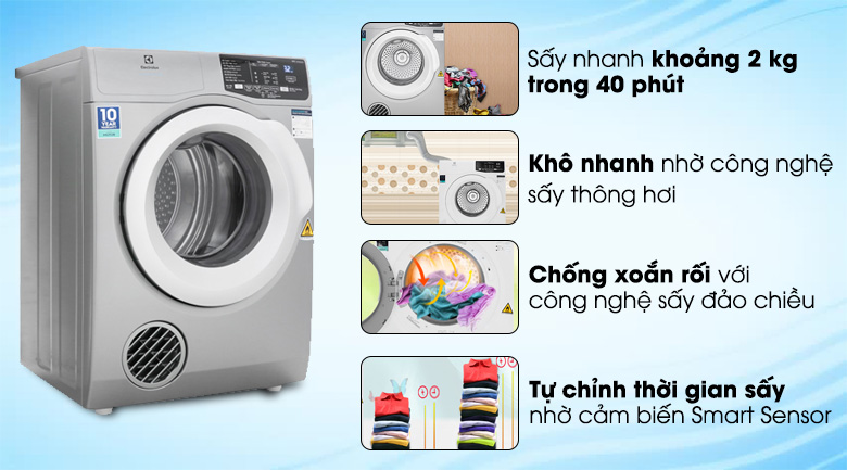 [TRẢ GÓP 0%] Máy Sấy 8Kg Electrolux EDV805JQSA (Giá áp dụng giao tại HN, HCM& các tỉnh liên hệ shop)