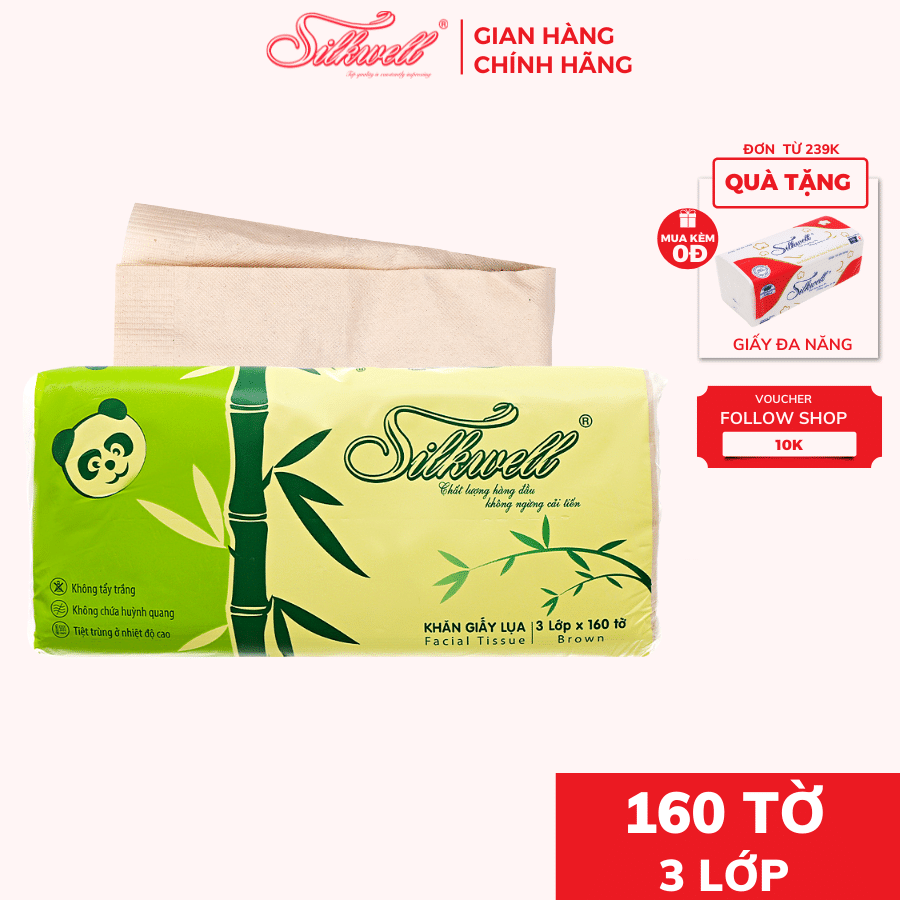Khăn Giấy ăn Silkwell 160 tờ than tre mềm mại ,không tẩy trắng Chính hãng