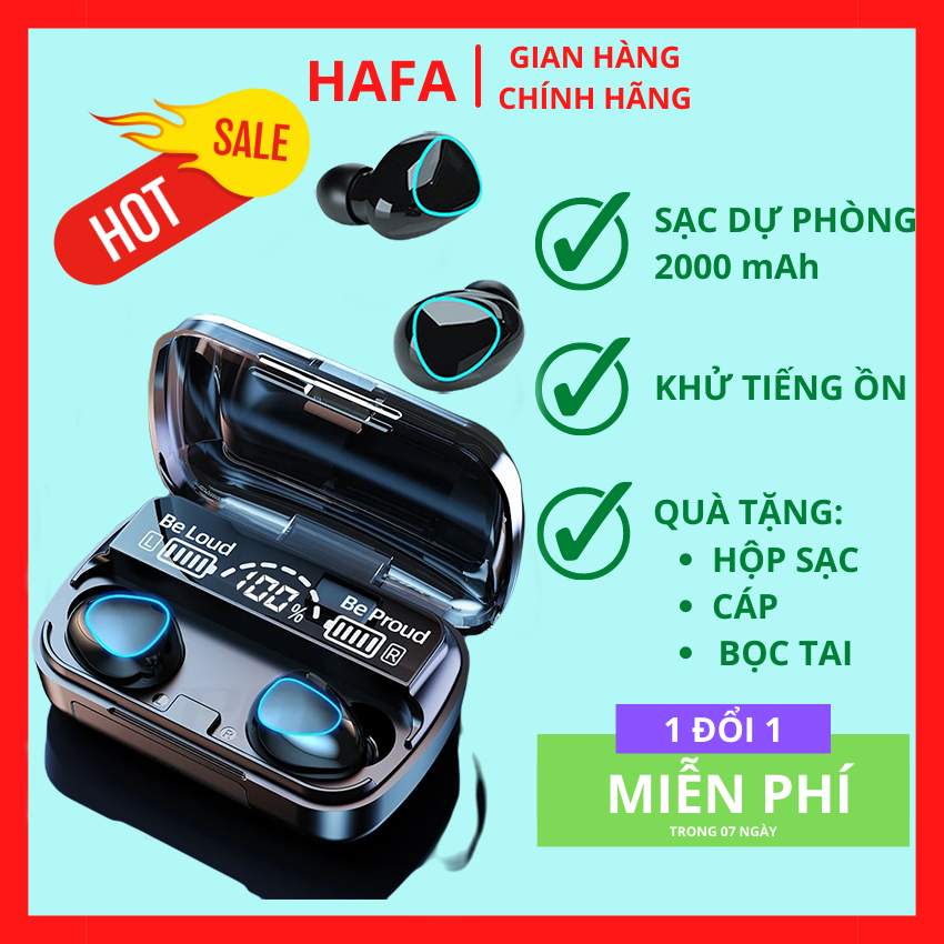 QUÀ TẶNG Tai nghe Bluetooth F9 Bản MỚI HAFA HF-F9  Sạc dự phòng 2000 mAh  cảm ứng Chống thấm nước HAFA