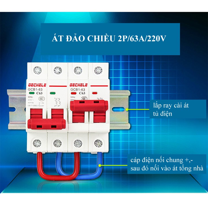 Át đảo chiều 2P 63A Gechele, cầu dao đảo chiều