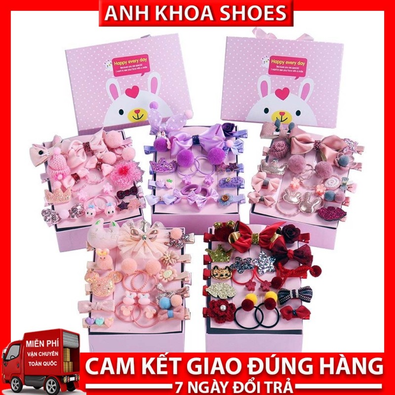 (SALE GIÁ SỐC) Set Kẹp Tóc 18 Chi Tiết Style Hàn Quốc Cho Bé( màu ngẫu nhiên)