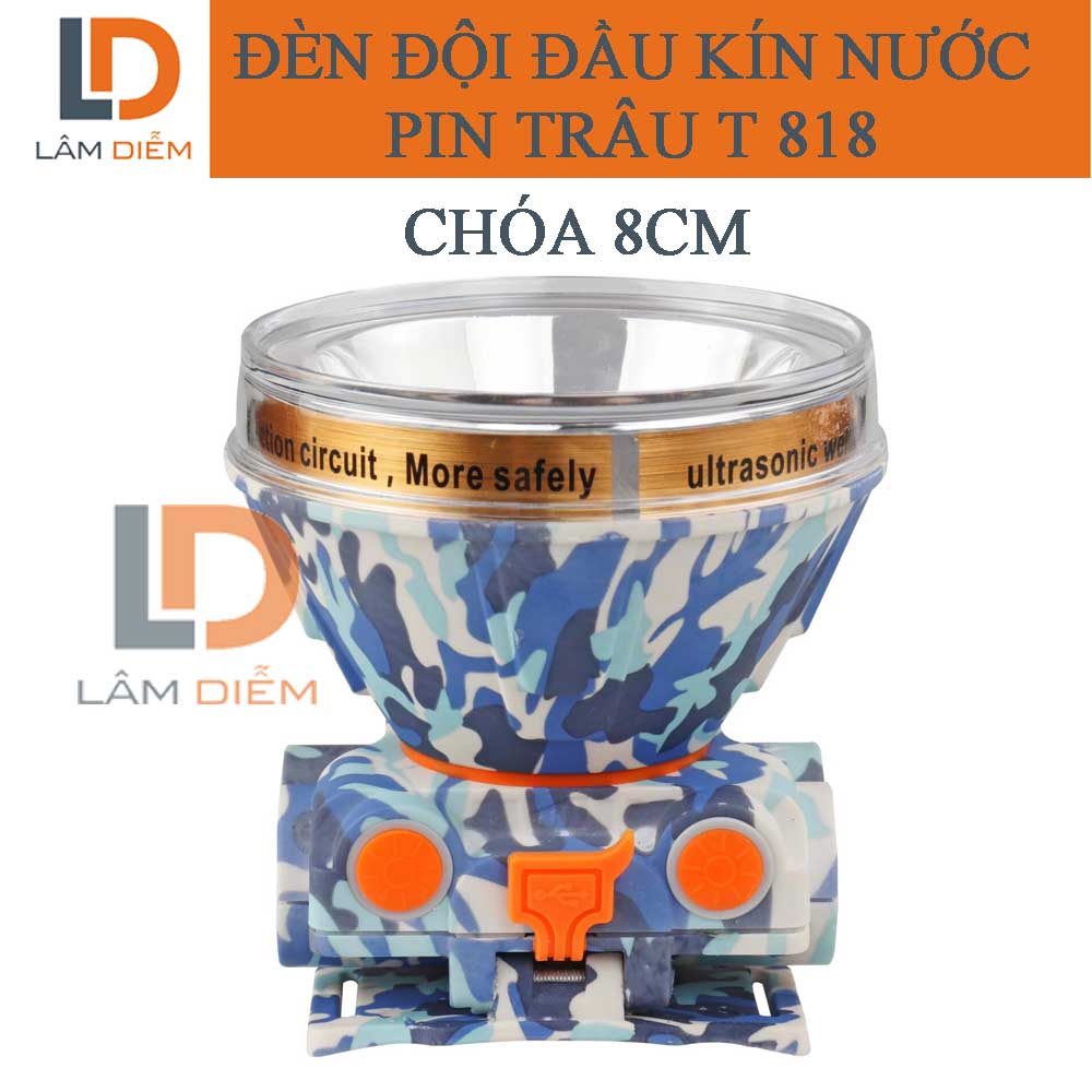 Đèn pin đội đầu siêu sáng đèn pin sạc đội đầu pin sạc chống nước pin trâu t818-812