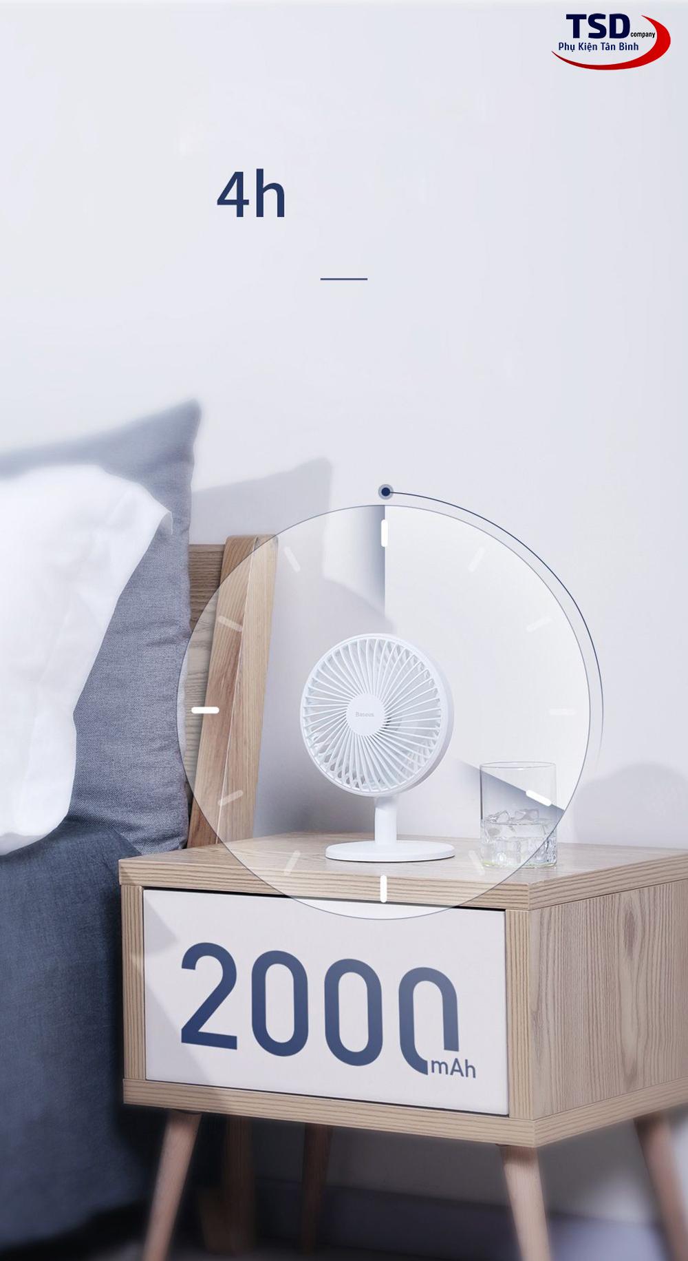 Quạt Mini Để Bàn Baseus Ocean Fan ( Pin sạc 2000mAh, 4 mức tốc độ )