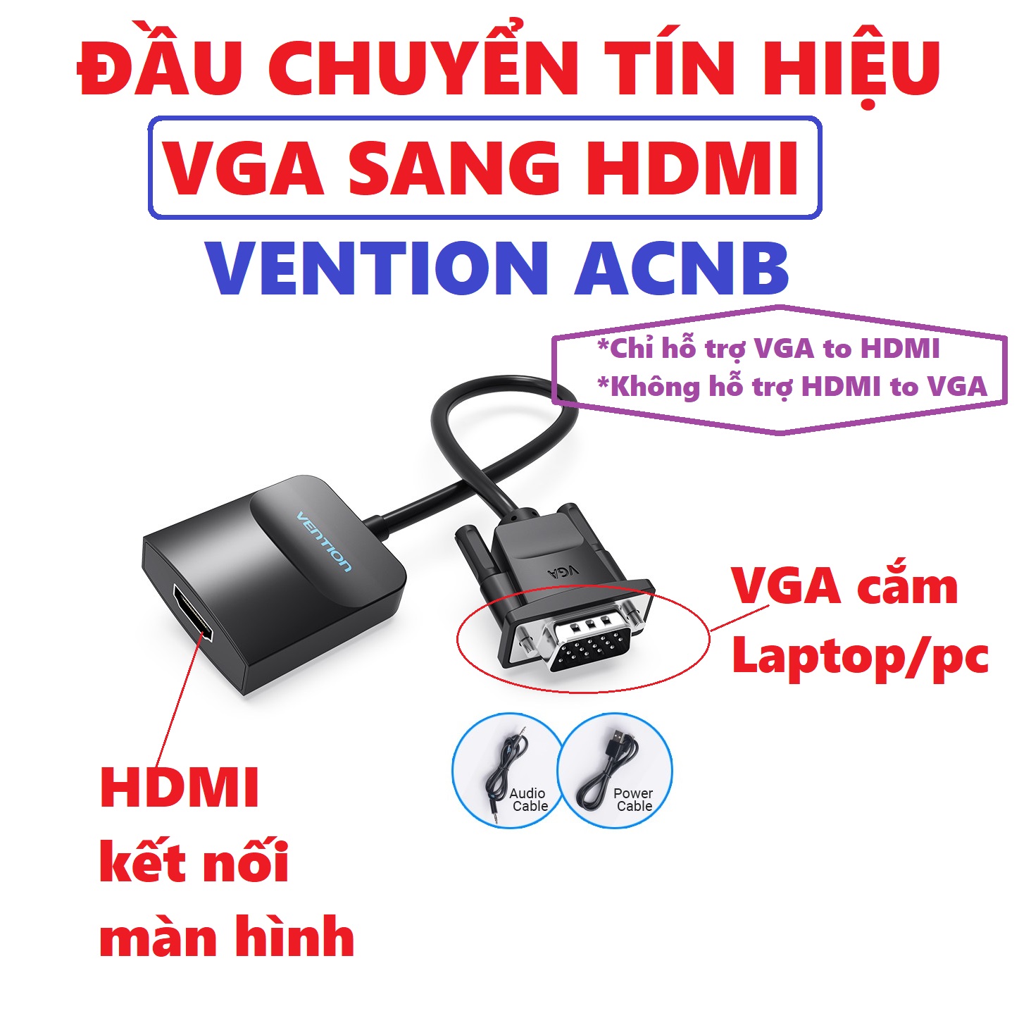 [HCM][VGA sang HDMI]Cáp chuyển VGA sang HDMI 15cm Vention