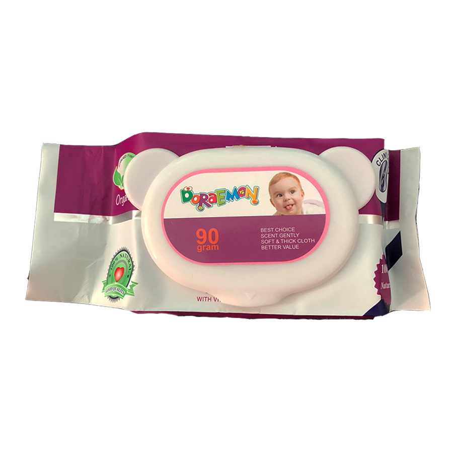 Khăn ướt Bibi Doraemon - 90 tờ bịch - Loại giấy dầy