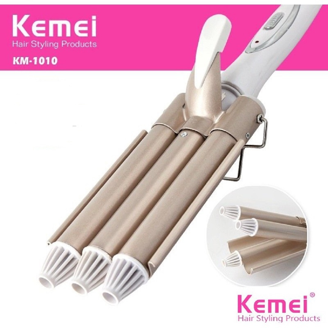 Máy làm uôn tóc xoăn 3 trục kemei KM 1010