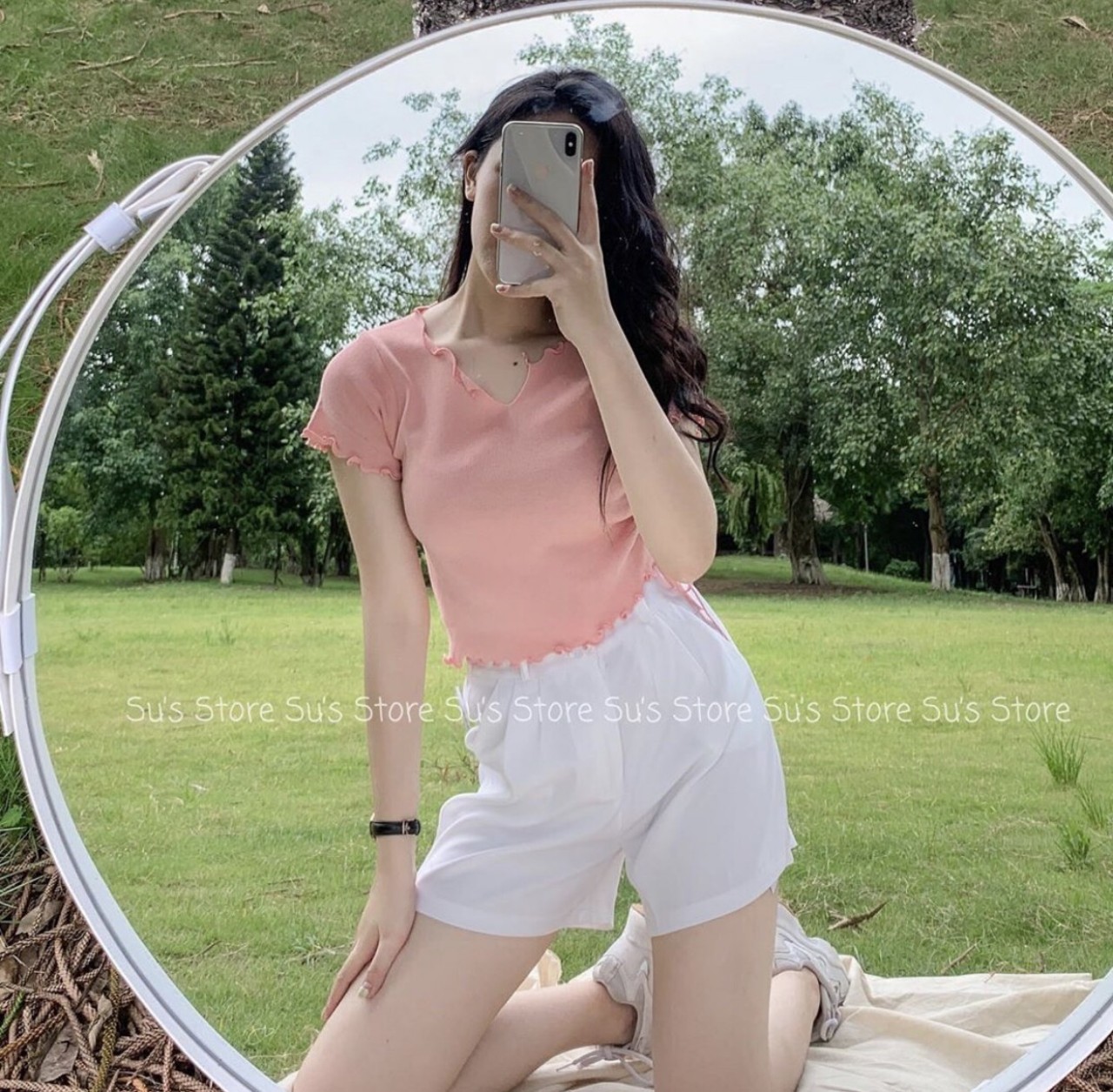 ÁO THUN CROPTOP DÂY RÚT MỘT BÊN SNU