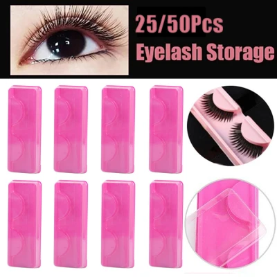 CRV0535 Beautiful Pink for Fake Lashes Empty Portable Packaging Box Eyelashes Tray Lashes Container Eyelashes Protectors Eyelashes Case Lashes Storage Box