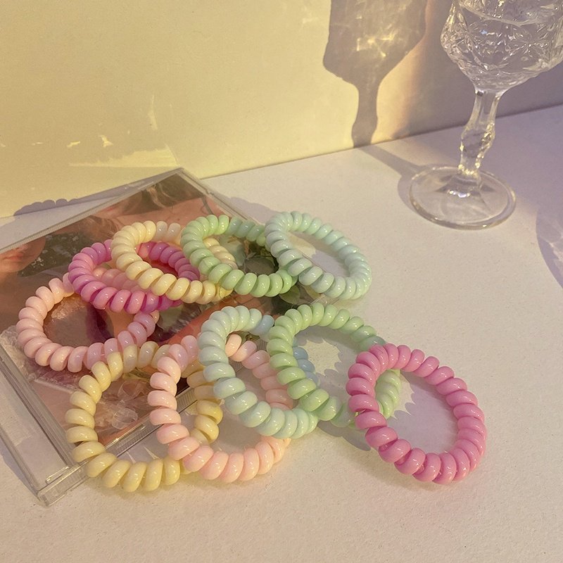 Set 5 cột tóc lò xo màu pastel nhẹ nhàng