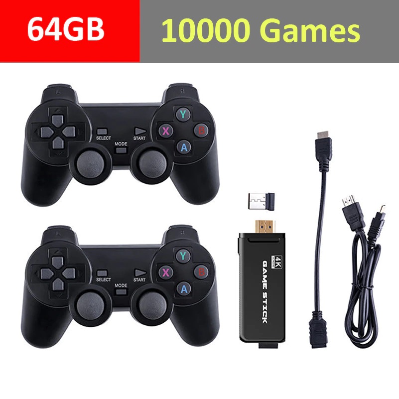 Máy chơi game điện tử 4 nút cầm tay Gamestick 4K 10000 trò chơi, kết nối HDMI, tay cầm không dây chơi trên tivi, máy tính - Bảo hành 12 tháng.