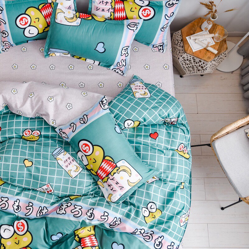 Trọn Bộ 4 Món Cotton Poly Nhập Mẫu ẾCH CHUỐI dễ thương