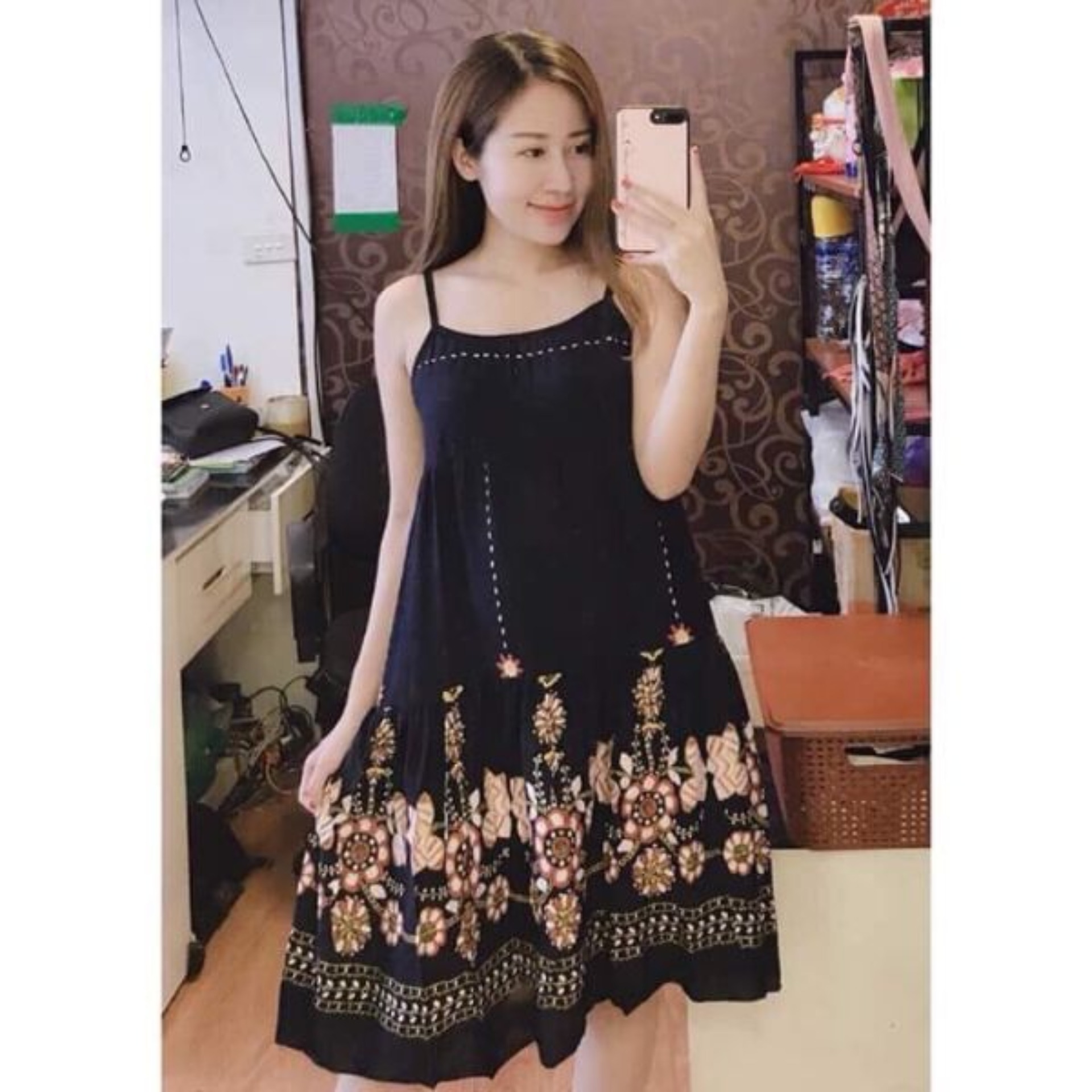Váy lanh 2 dây chất mát