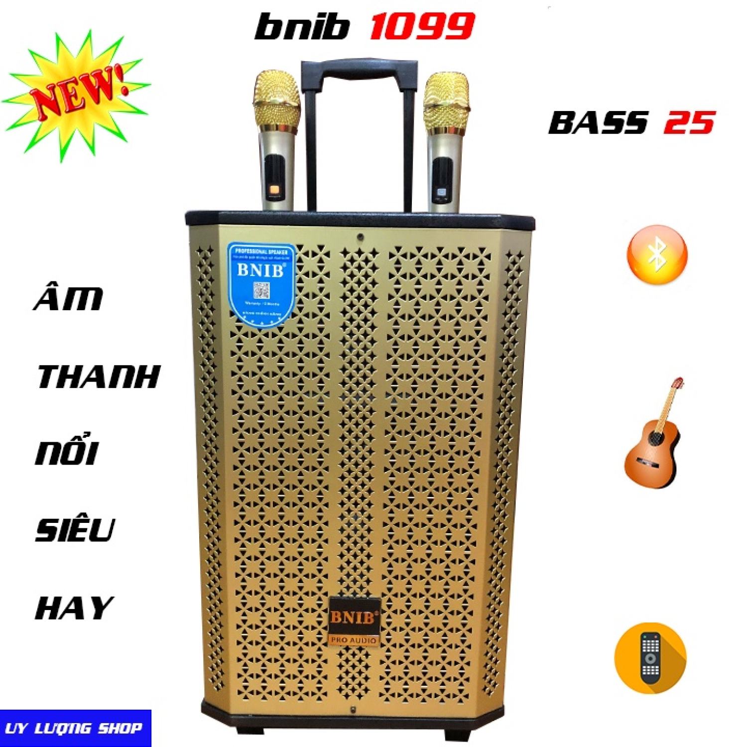 Loa Kéo Hát Karaoke Cao Cấp BNIB 1099 Bass 25cm | Nhạc Bass Cực Chất, kèm 2 tay Micro bắt giọng nhạy mẫu mới 2022