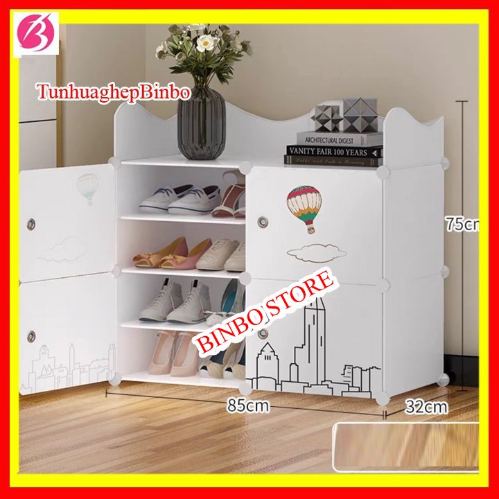 - TỦ GIÀY nhựa lắp ghép 8 ngăn lượn sóng -Tủ nhựa đựng giày lắp ghép - Kệ để giày