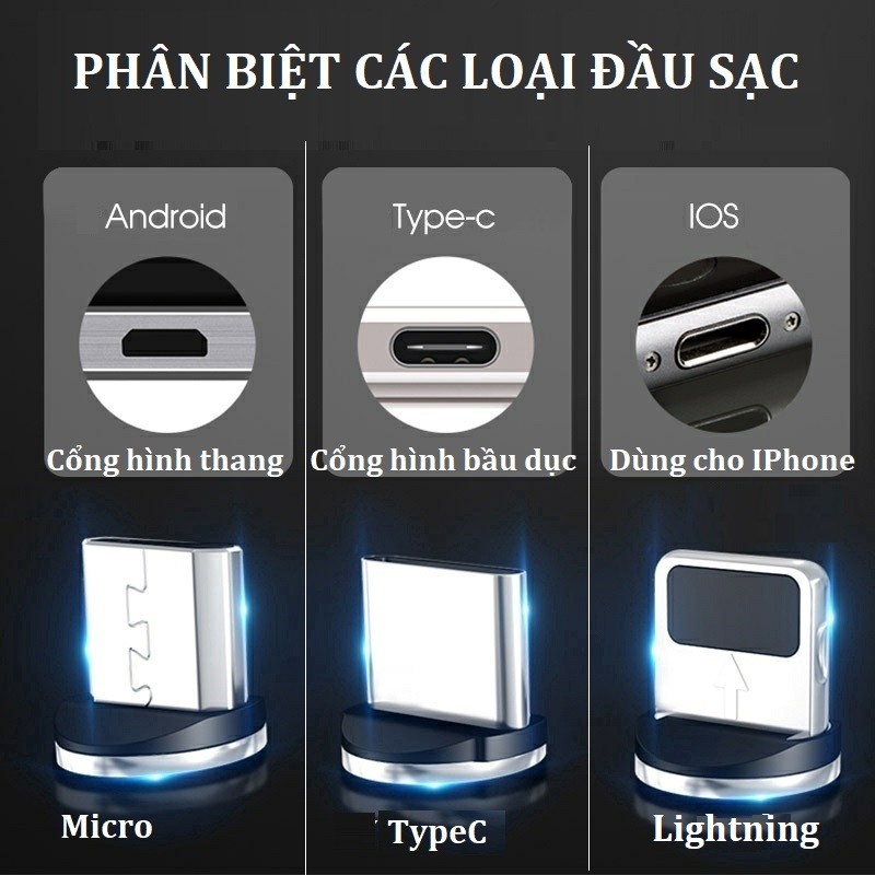 Cáp sạc nam châm hít cho các loại điện thoại