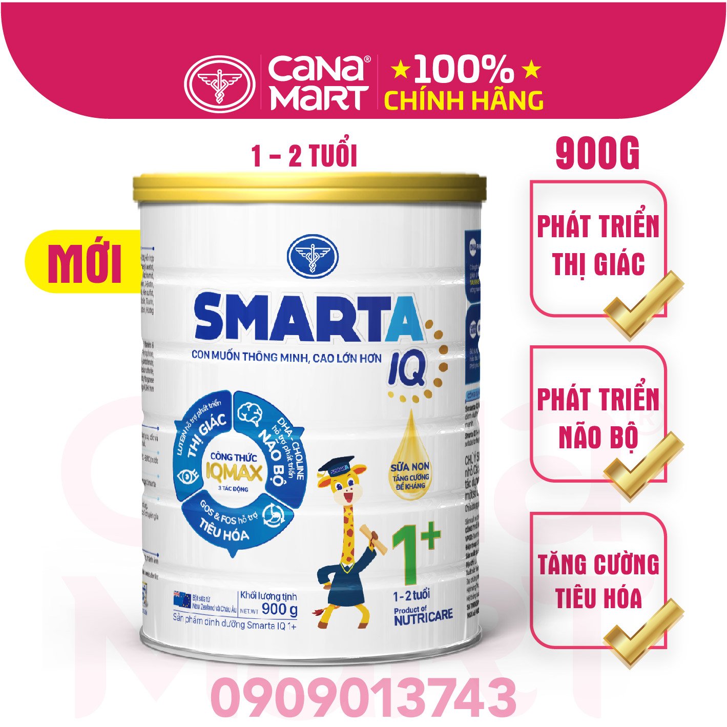 Sữa bột Nutricare Smarta IQ 1+ giúp trẻ phát triển trí não (400g)