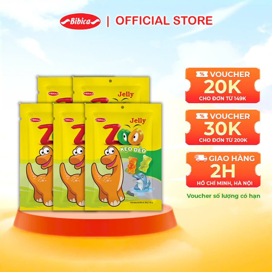 Combo 5 Kẹo Zoo Áo Dầu Bibica 500g
