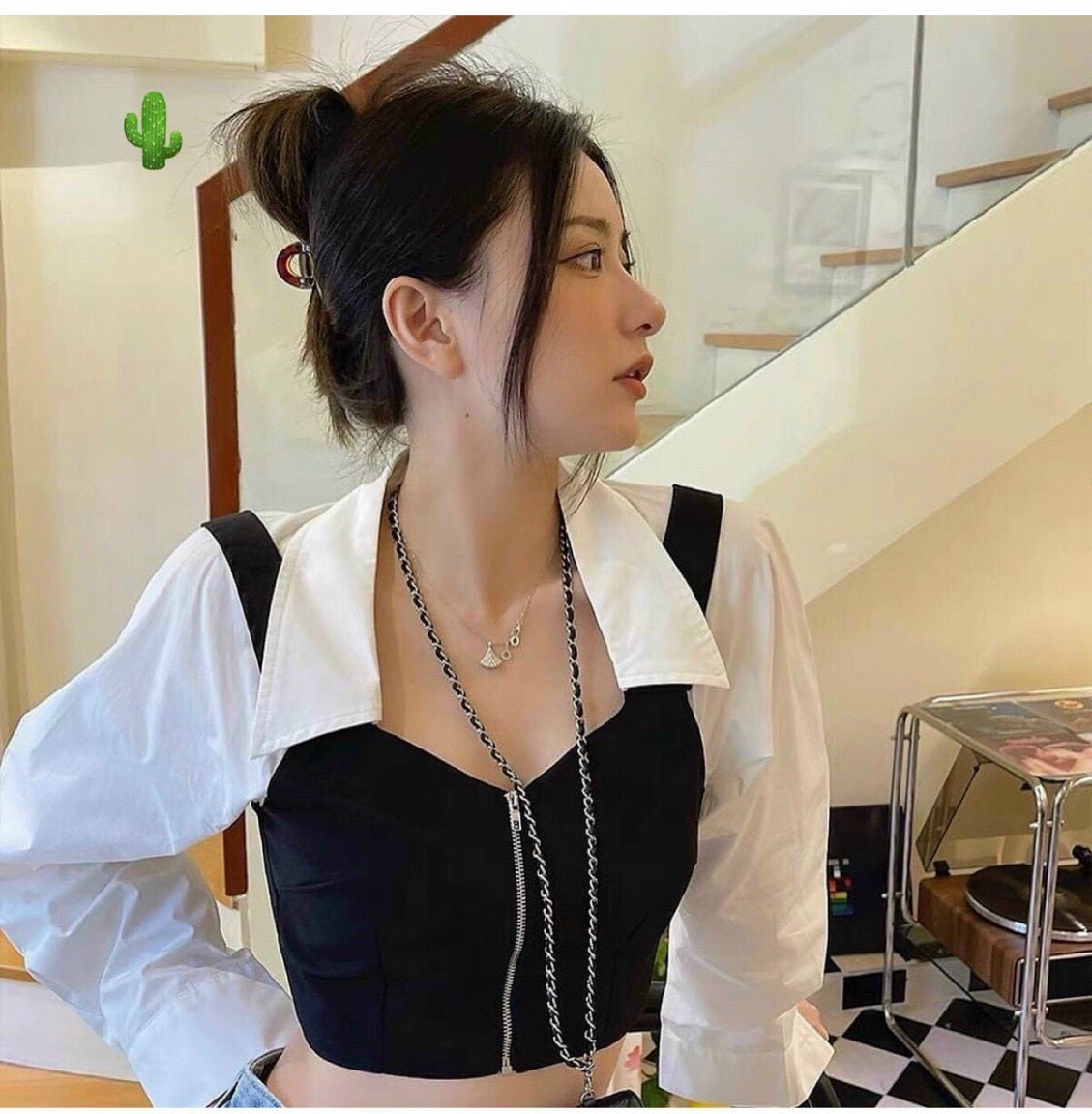 [FLASH SALE]  Áo Somi Kiểu Phối 2 Màu Kèm Dây Kéo Phong Cách Style Ulzzang Hàn Quốc HOT TREND TTPK0259