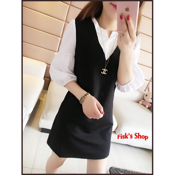 Váy liền giả sơ mi