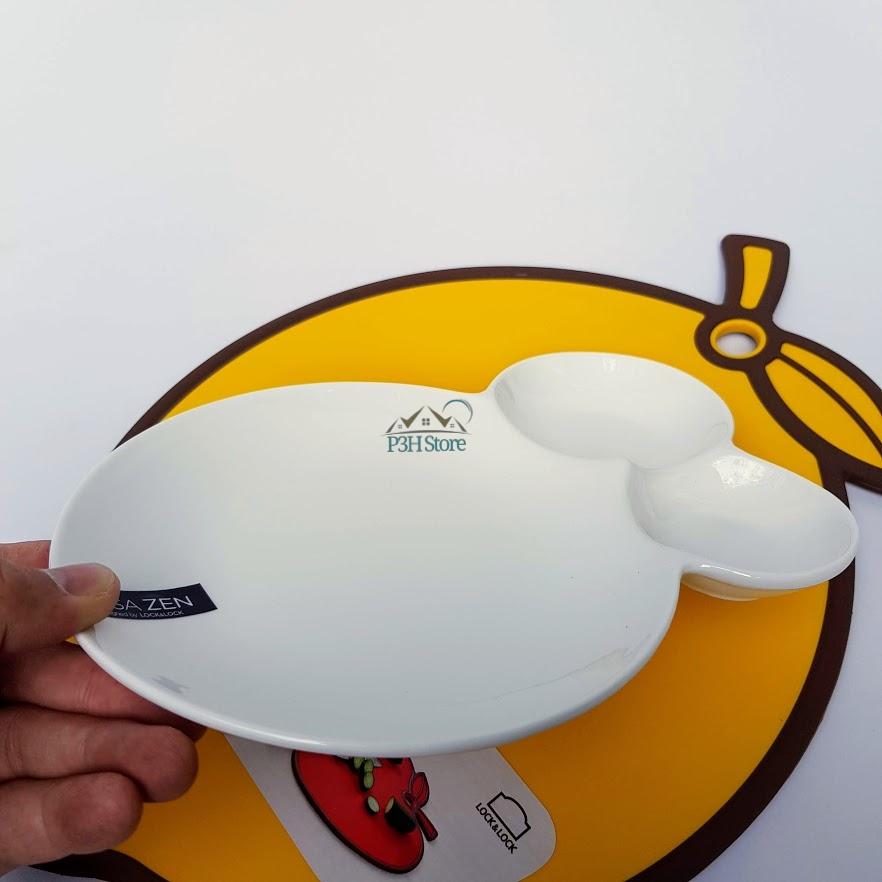 Dĩa sứ Procelain trắng 3 ngăn Lock&Lock Casa Zen SLT673
