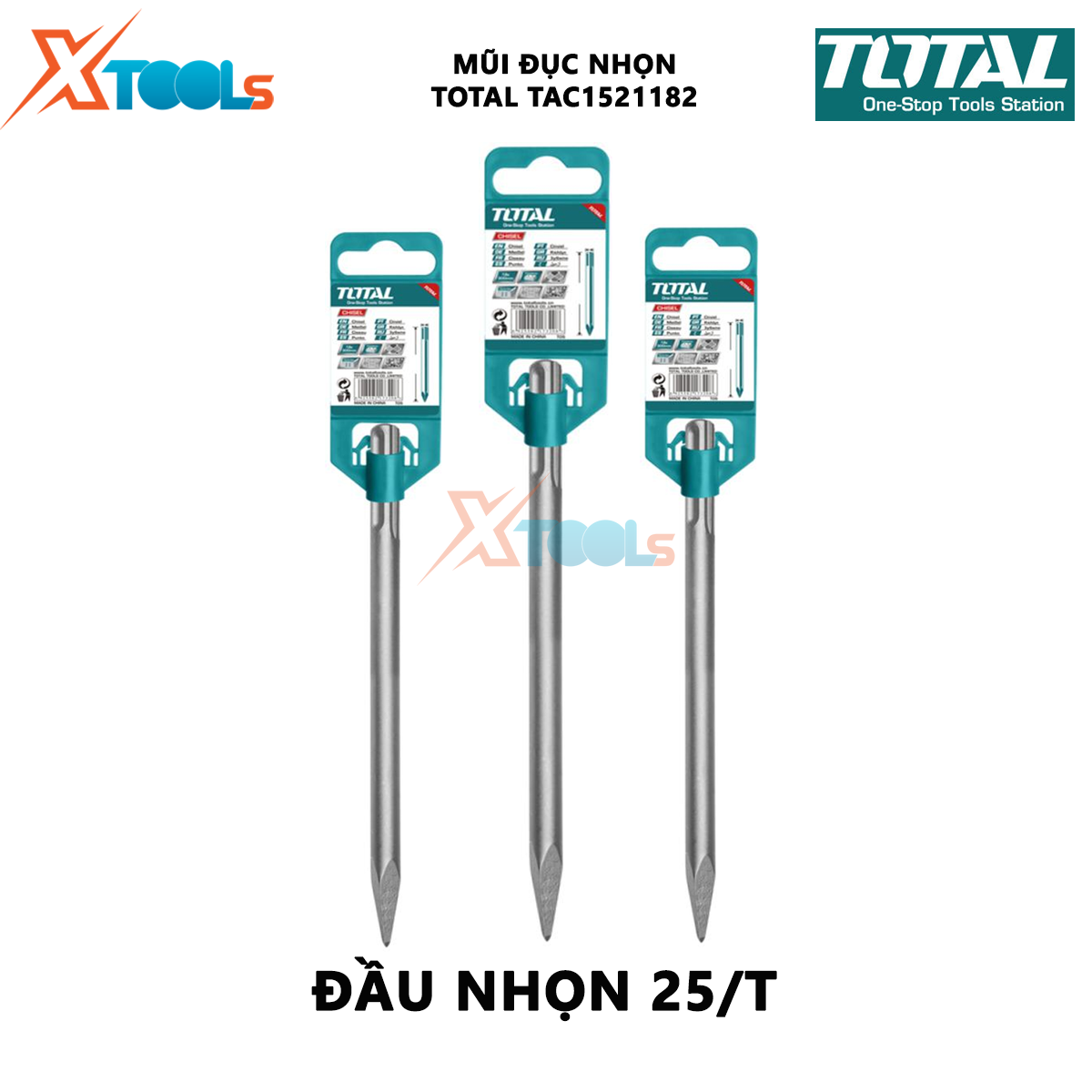 Mũi đục nhọn Total TAC1521182 | mũi đục nhọn size 18X400mm, độ bền cao, chịu nhiệt