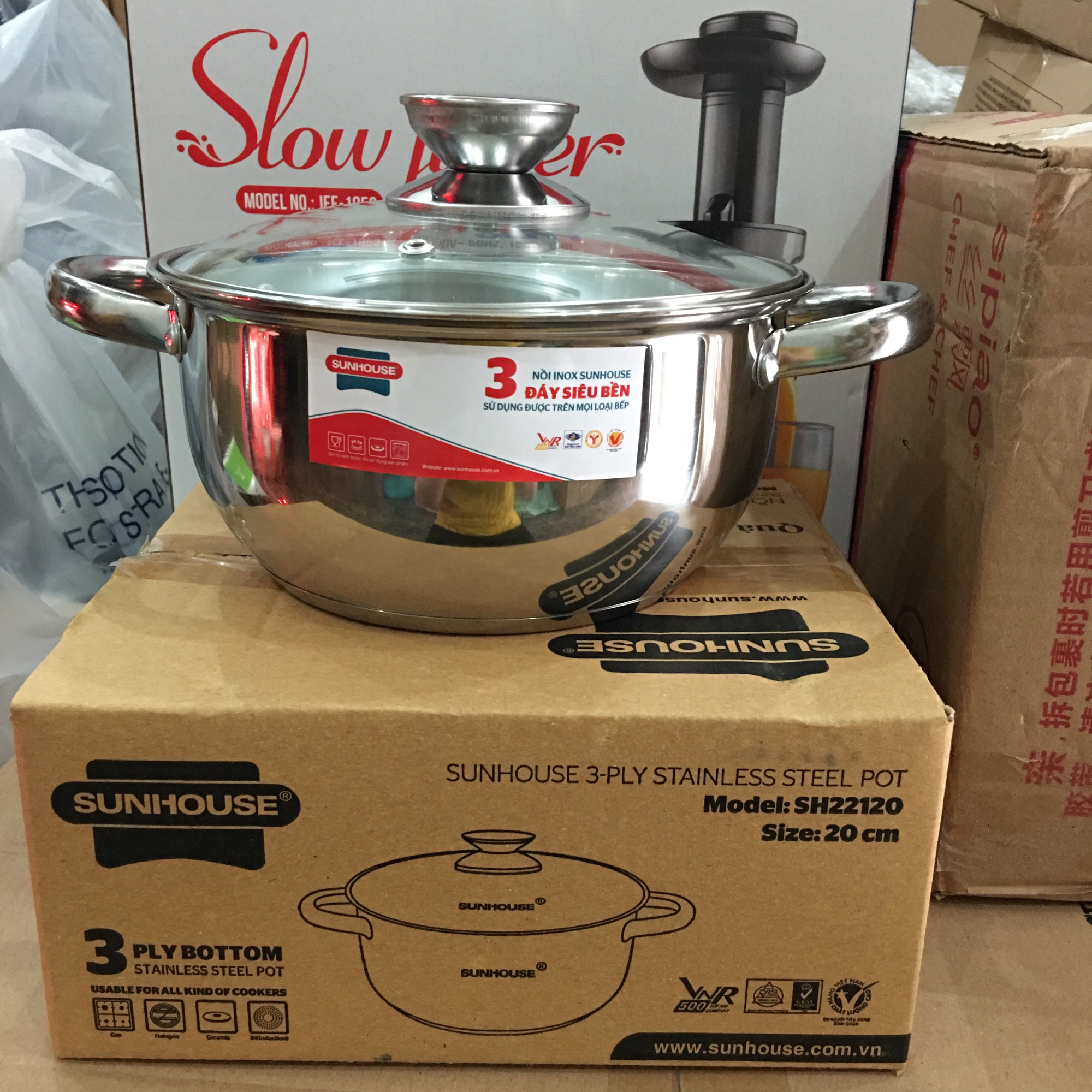 [HCM]???? NỒI INOX 3 ĐÁY SUNHOUSE size 20cm ????