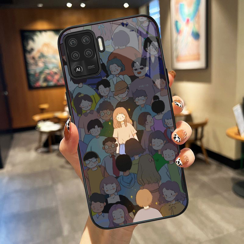 Ốp lưng oppo a94 mặt kính cường lực cao cấp, ốp đôi