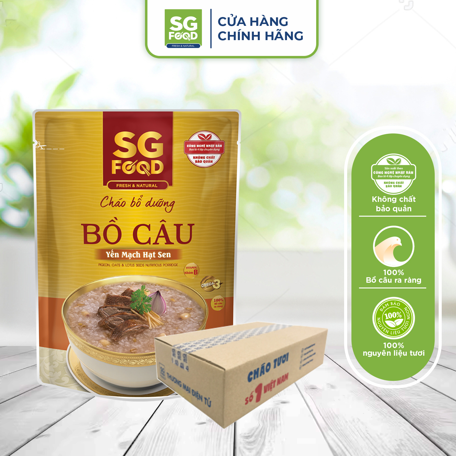 Thùng 30 Gói Cháo Bổ Dưỡng Sài Gòn Food Bồ Câu Yến Mạch Hạt Sen 240G